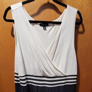 Lands' End Cream and Black Sleeveless Dress